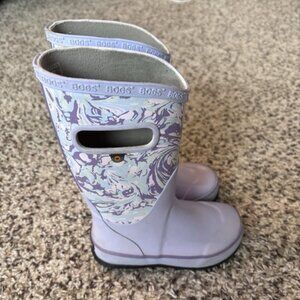 BOGS Kid's Girl Rain Boots Spring Light Purple Marble Bone Chalk Pink